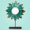 17.5&#x22; Turquoise Metal Flower Sculpture
